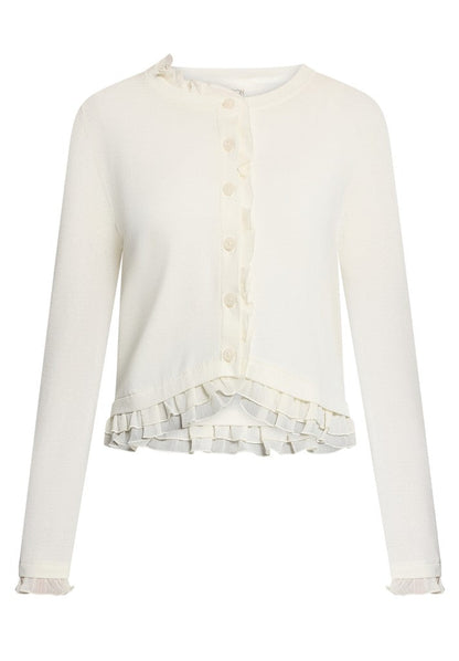 Cartoon Strickjacke Kurz 1/1 Arm Cream/White