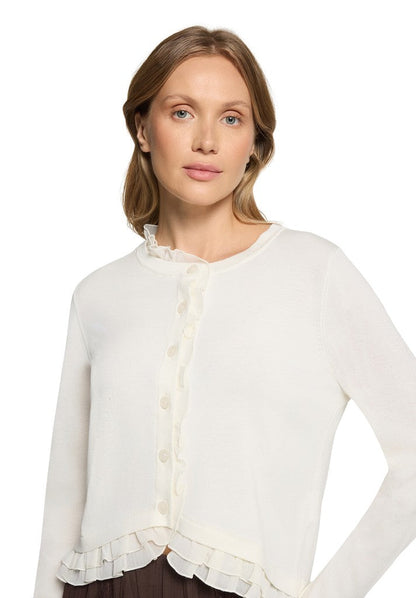 Cartoon Strickjacke Kurz 1/1 Arm Cream/White