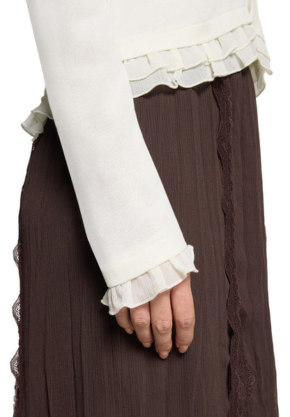 Cartoon Strickjacke Kurz 1/1 Arm Cream/White
