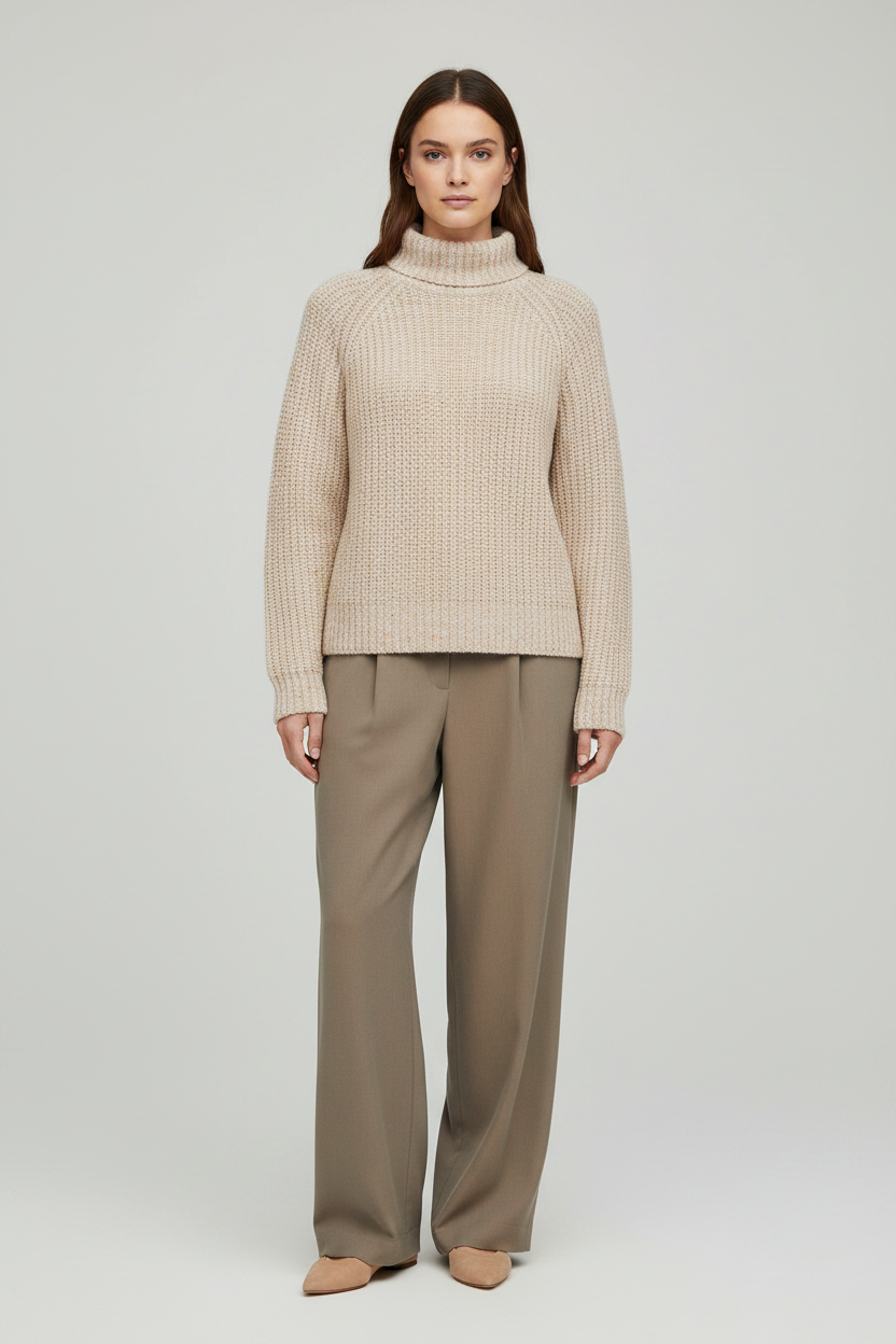 Cartoon Strickpullover Kurz 1/1 Arm Creme/Grün