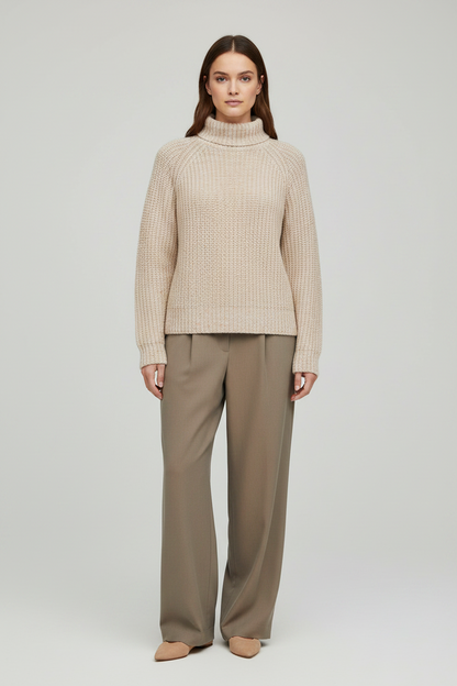 Cartoon Strickpullover Kurz 1/1 Arm Creme/Grün