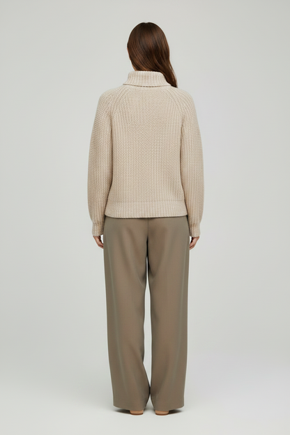 Cartoon Strickpullover Kurz 1/1 Arm Creme/Grün