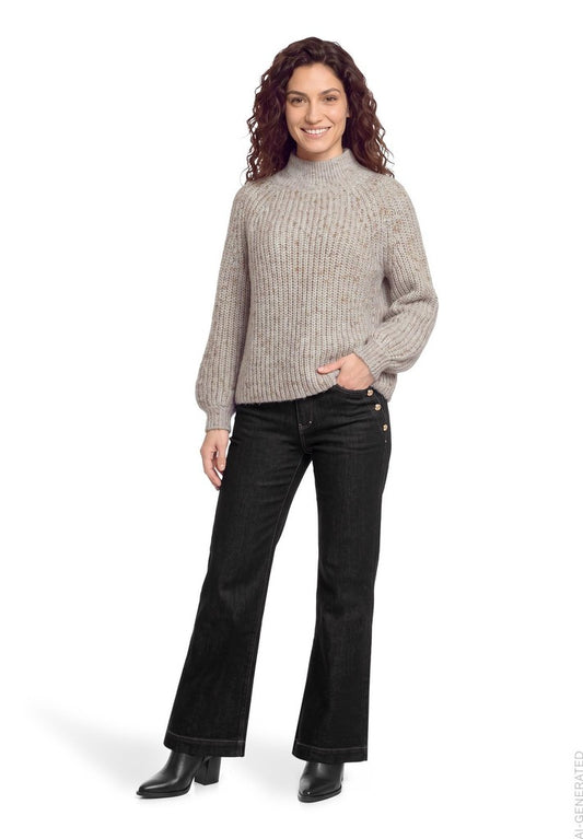 Cartoon Strickpullover Creme Camel