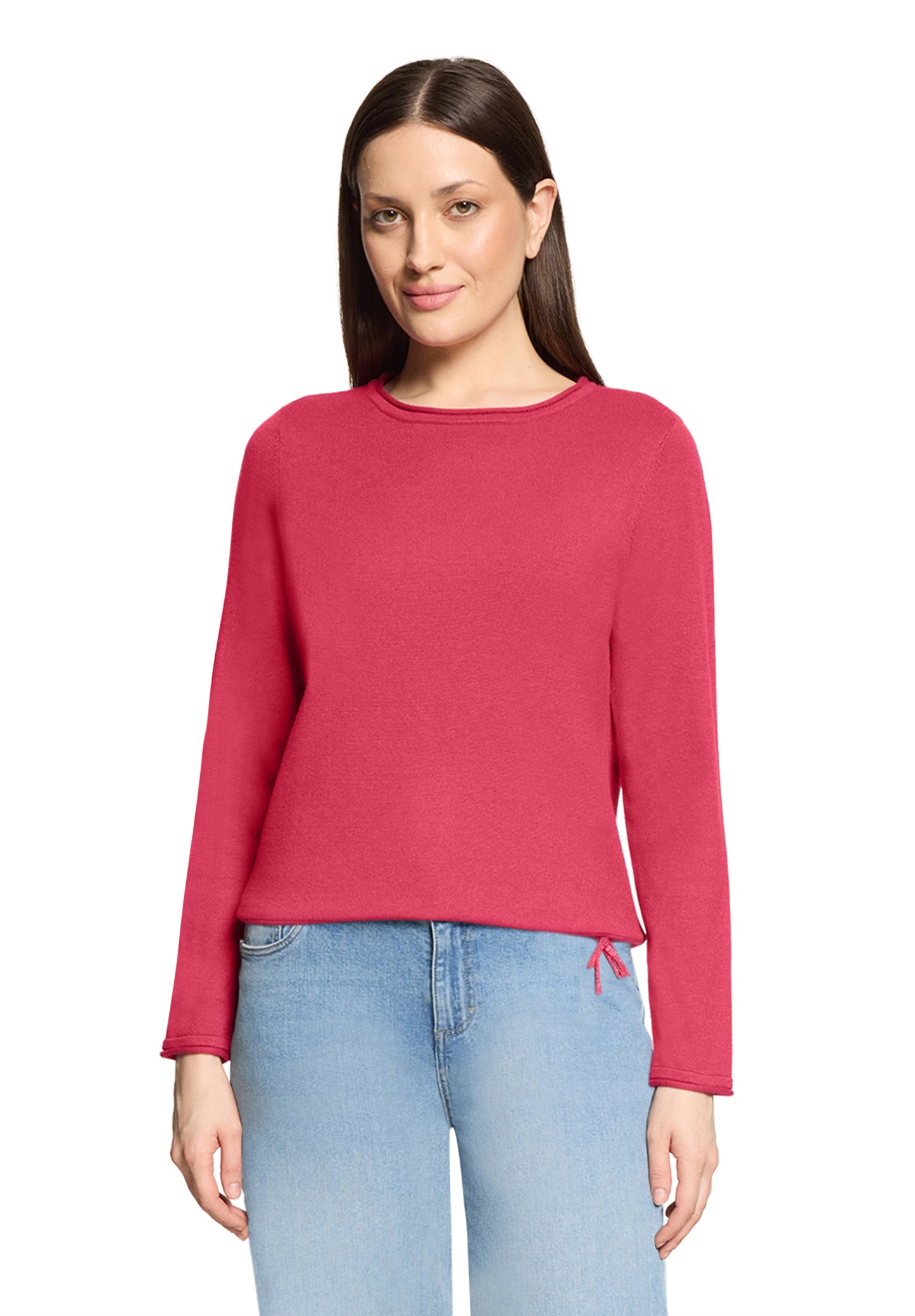 Cartoon Strickpullover Kurz 1/1 Arm Knospenrot
