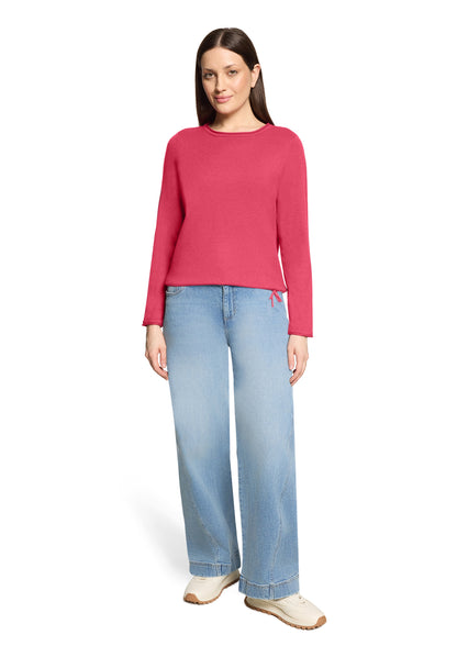Cartoon Strickpullover Kurz 1/1 Arm Knospenrot