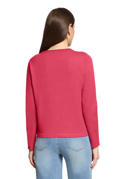 Cartoon Strickpullover Kurz 1/1 Arm Knospenrot