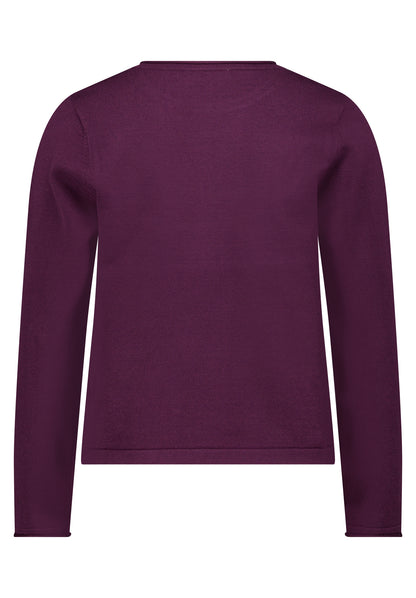 Cartoon Strickpullover Kurz 1/1 Arm Dunkle Dahlia