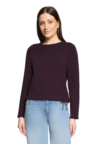Cartoon Strickpullover Kurz 1/1 Arm Dunkle Dahlia