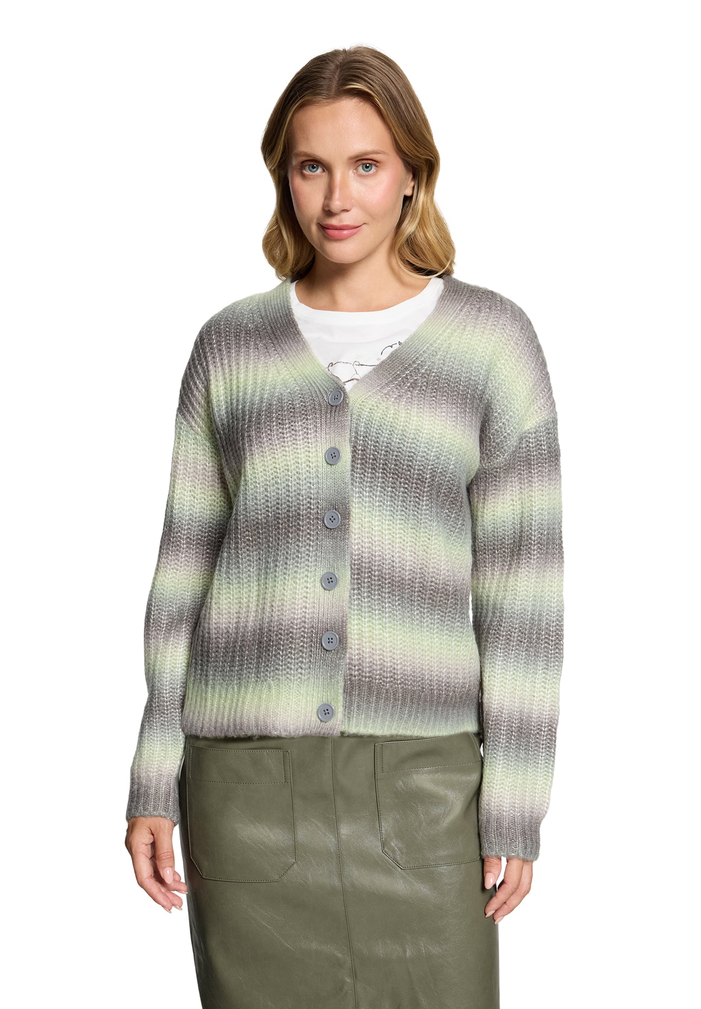 Cartoon Strickjacke Kurz 1/1 Arm Khaki/Creme