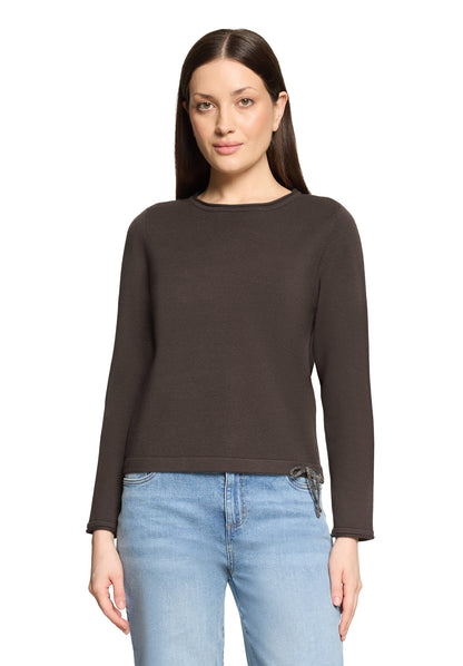 Cartoon Strickpullover Kurz 1/1 Arm Kaffeeschwarz
