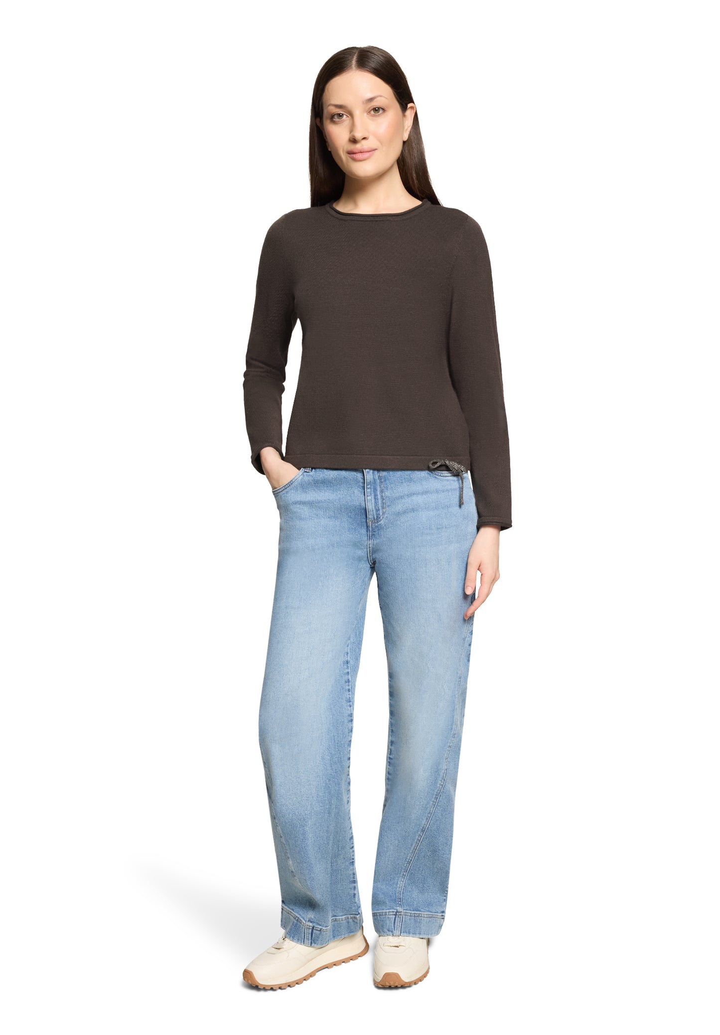 Cartoon Strickpullover Kurz 1/1 Arm Kaffeeschwarz