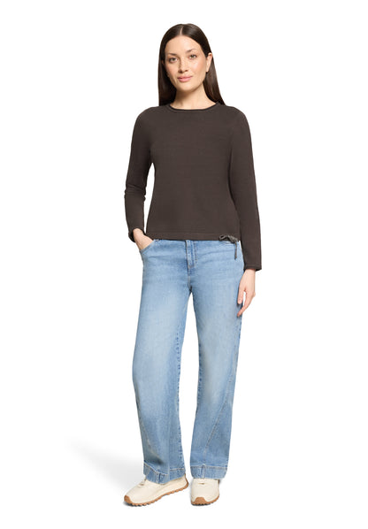 Cartoon Strickpullover Kurz 1/1 Arm Kaffeeschwarz