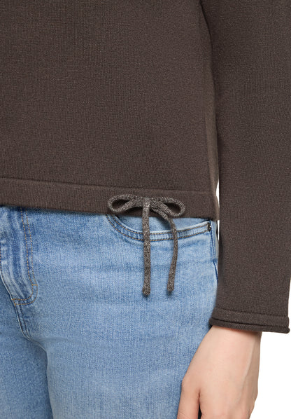 Cartoon Strickpullover Kurz 1/1 Arm Kaffeeschwarz