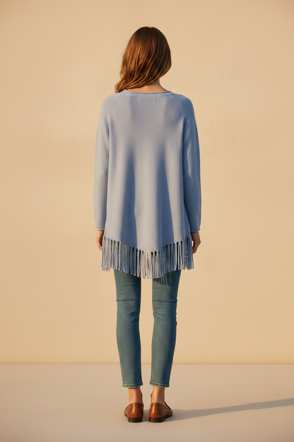 Cartoon Strickpullover Lang 1/1 Arm in der Farbe Hellblau