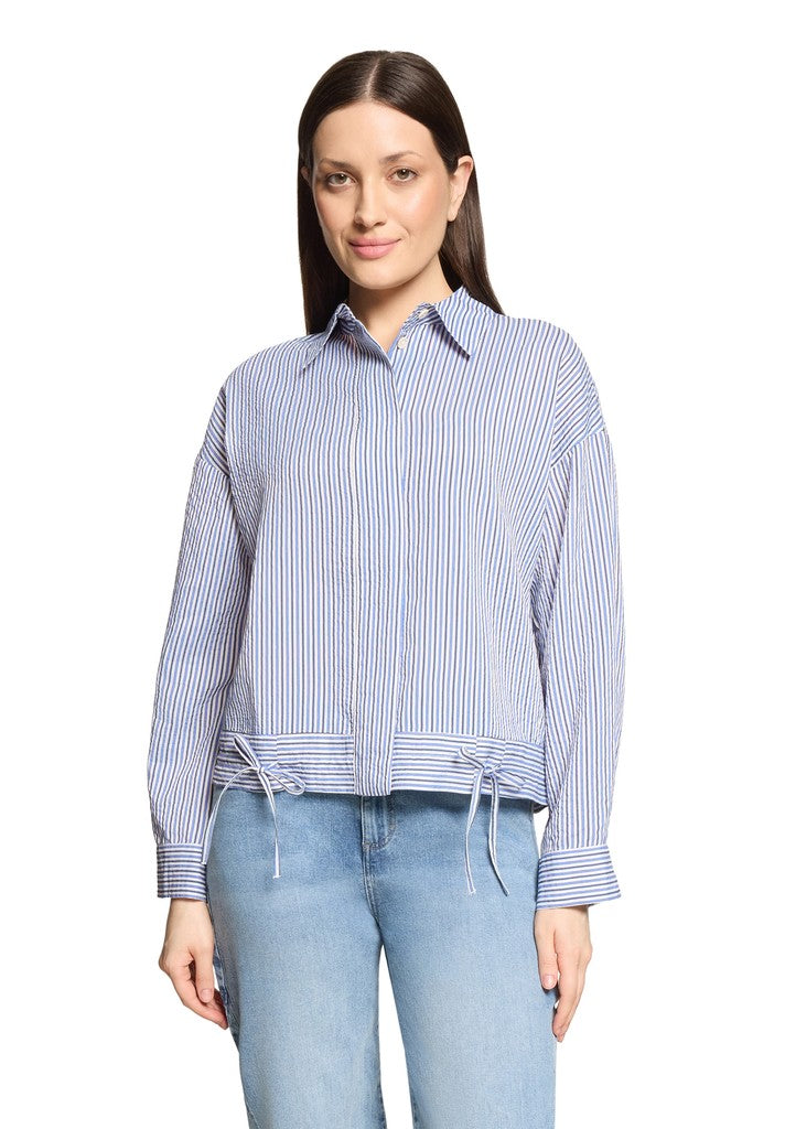 Cartoon Bluse Kurz 1/1 Arm Blue/White