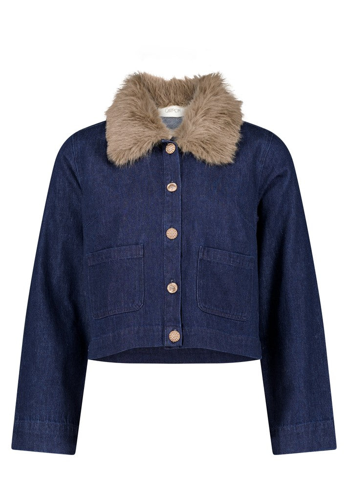 Cartoon Blazerjacke Kurz 1/1 Arm Patch Blue/Brown