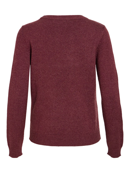 Vila Pullover Rundhals Langarm Strick Top Nostalgia Rose Light Melange