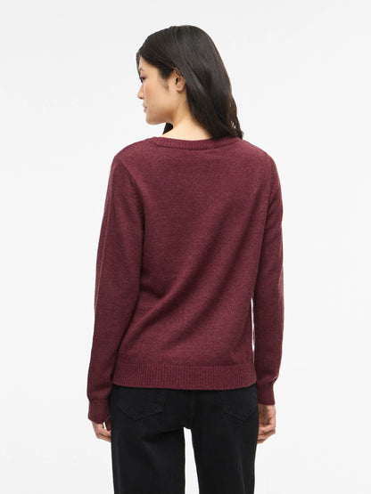 Vila Pullover Rundhals Langarm Strick Top Nostalgia Rose Light Melange