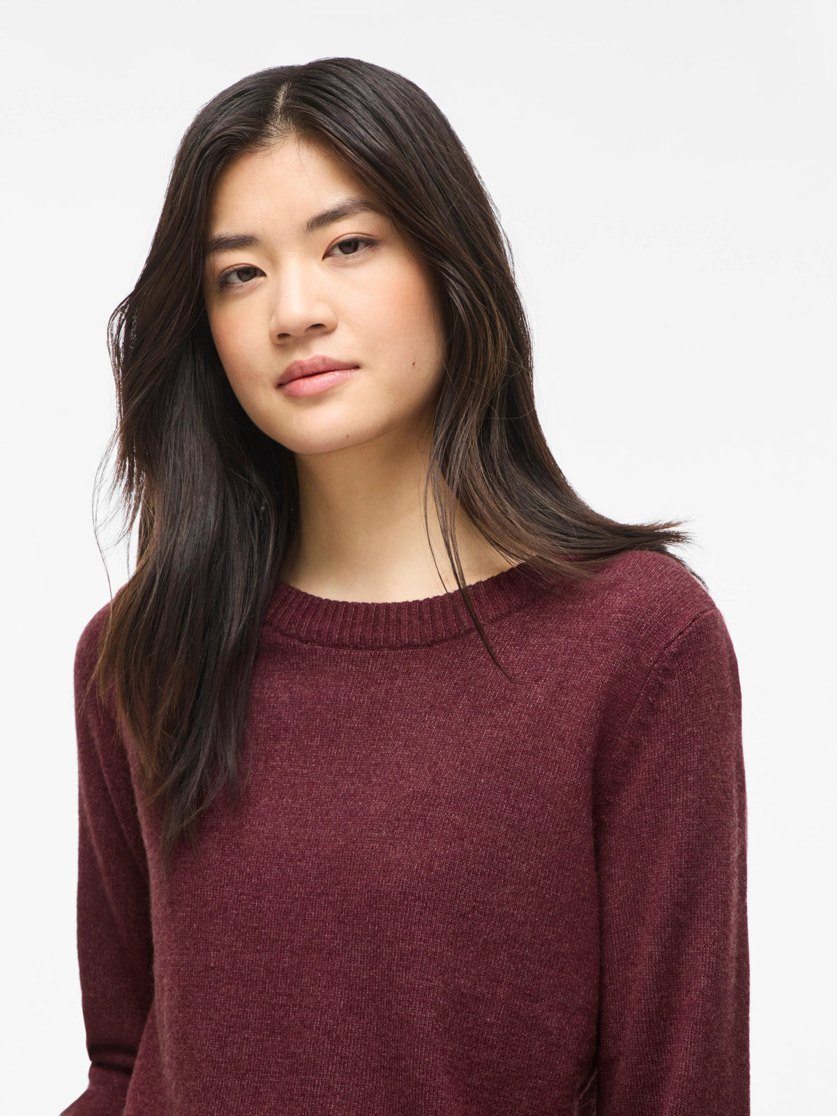 Vila Pullover Rundhals Langarm Strick Top Nostalgia Rose Light Melange
