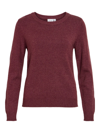 Vila Pullover Rundhals Langarm Strick Top Nostalgia Rose Light Melange