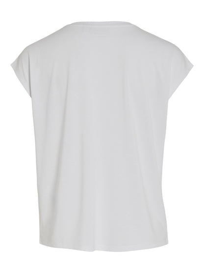 Vila T-Shirt VIMODALA V-NECK S/S TOP - Optical Snow