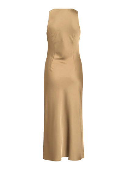 Vila ROUGE EDIT Midikleid ROUSHYRAS S/L MIDI DRESS/2 - Petrified Oak