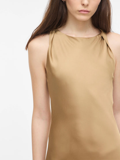 Vila ROUGE EDIT Midikleid ROUSHYRAS S/L MIDI DRESS/2 - Petrified Oak