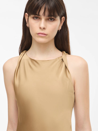 Vila ROUGE EDIT Midikleid ROUSHYRAS S/L MIDI DRESS/2 - Petrified Oak