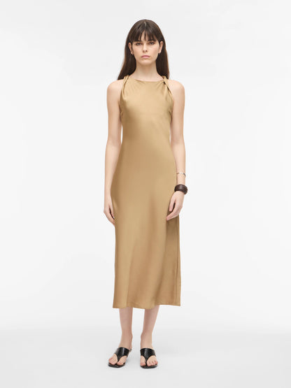 Vila ROUGE EDIT Midikleid ROUSHYRAS S/L MIDI DRESS/2 - Petrified Oak