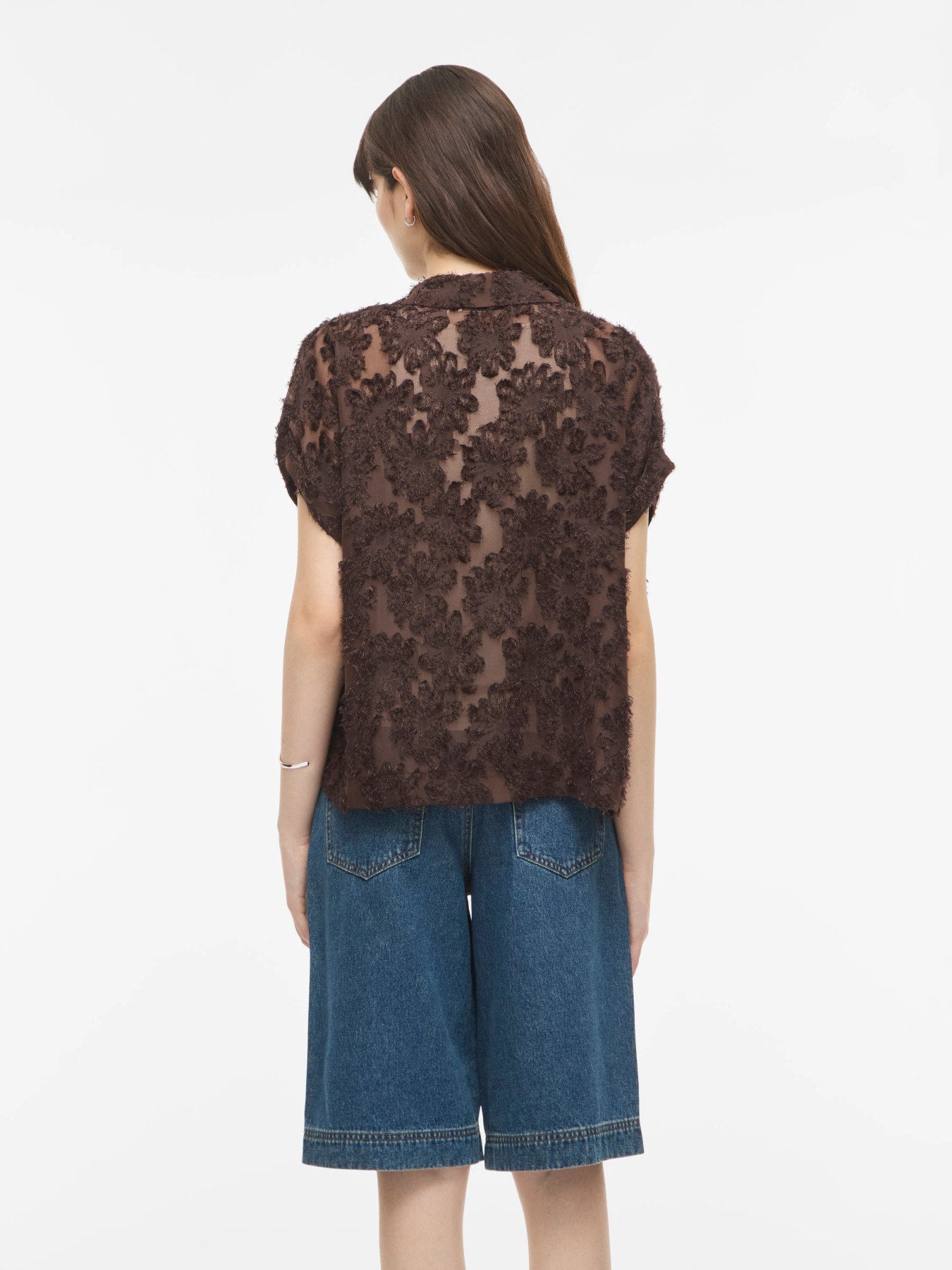 Vila Bluse Roukyoto S S Shirt 2 - Seal Brown