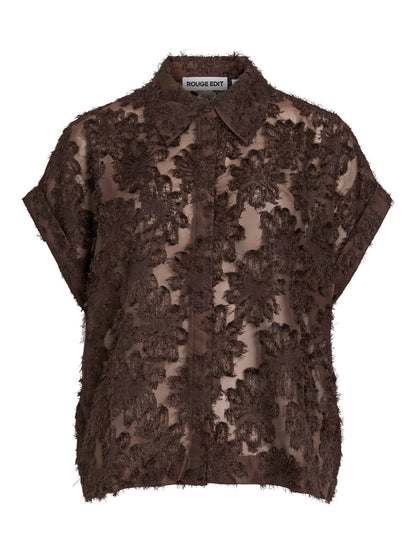 Vila Bluse Roukyoto S S Shirt 2 - Seal Brown