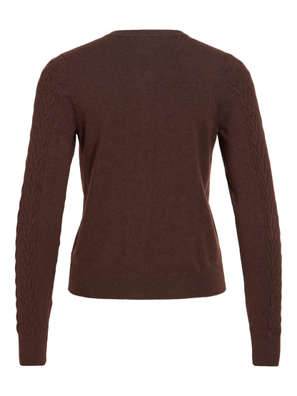 Vila Strickjacke Zopfmuster Langarm Strick Cardigan Coffee Bean