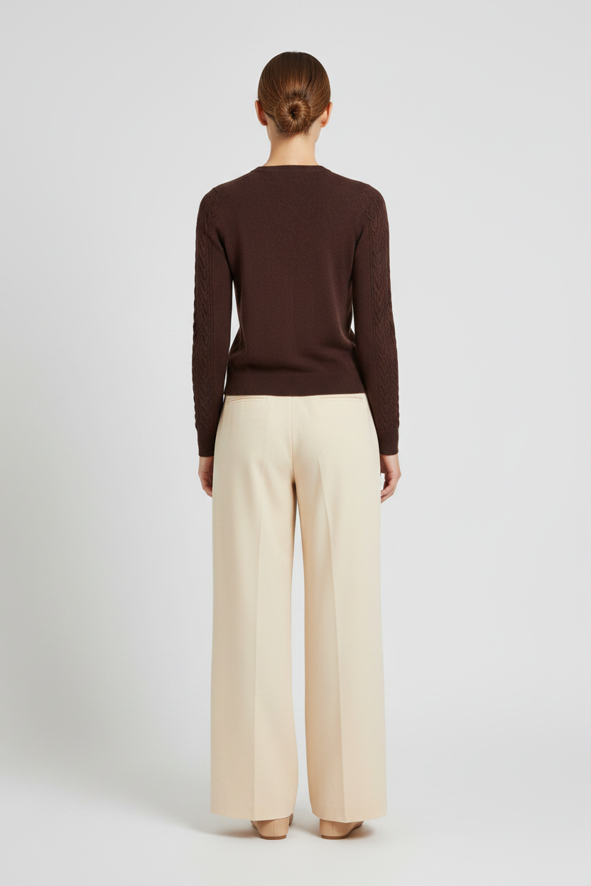 Vila Strickjacke Zopfmuster Langarm Strick Cardigan Coffee Bean