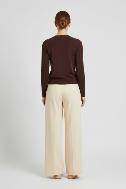 Vila Strickjacke Zopfmuster Langarm Strick Cardigan Coffee Bean