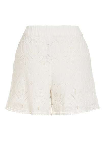 Vila Shorts VIYARA RW BRODERI ANGLAISE SHORTS - Cloud Dancer