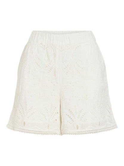 Vila Shorts VIYARA RW BRODERI ANGLAISE SHORTS - Cloud Dancer