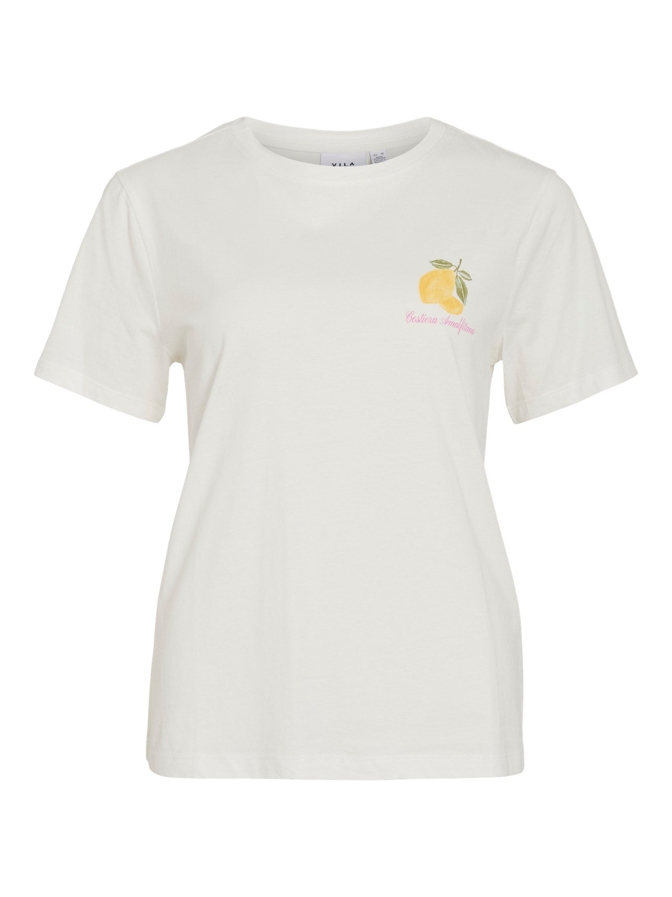 Vila T-Shirt VISYBILLA O-NECK S/S LEMON TOP/PB - Snow White LEMON FIJI FLOWER