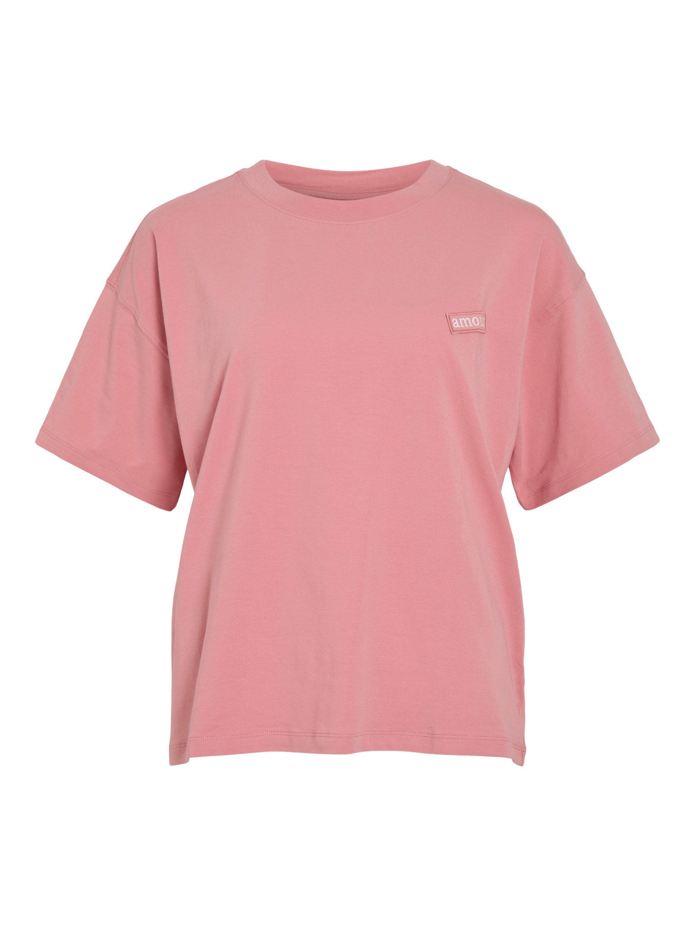 Vila T-Shirt VINORANI PATCH O-NECK S/S T-SHIRT - Mauveglow EMB SNOW WHITE