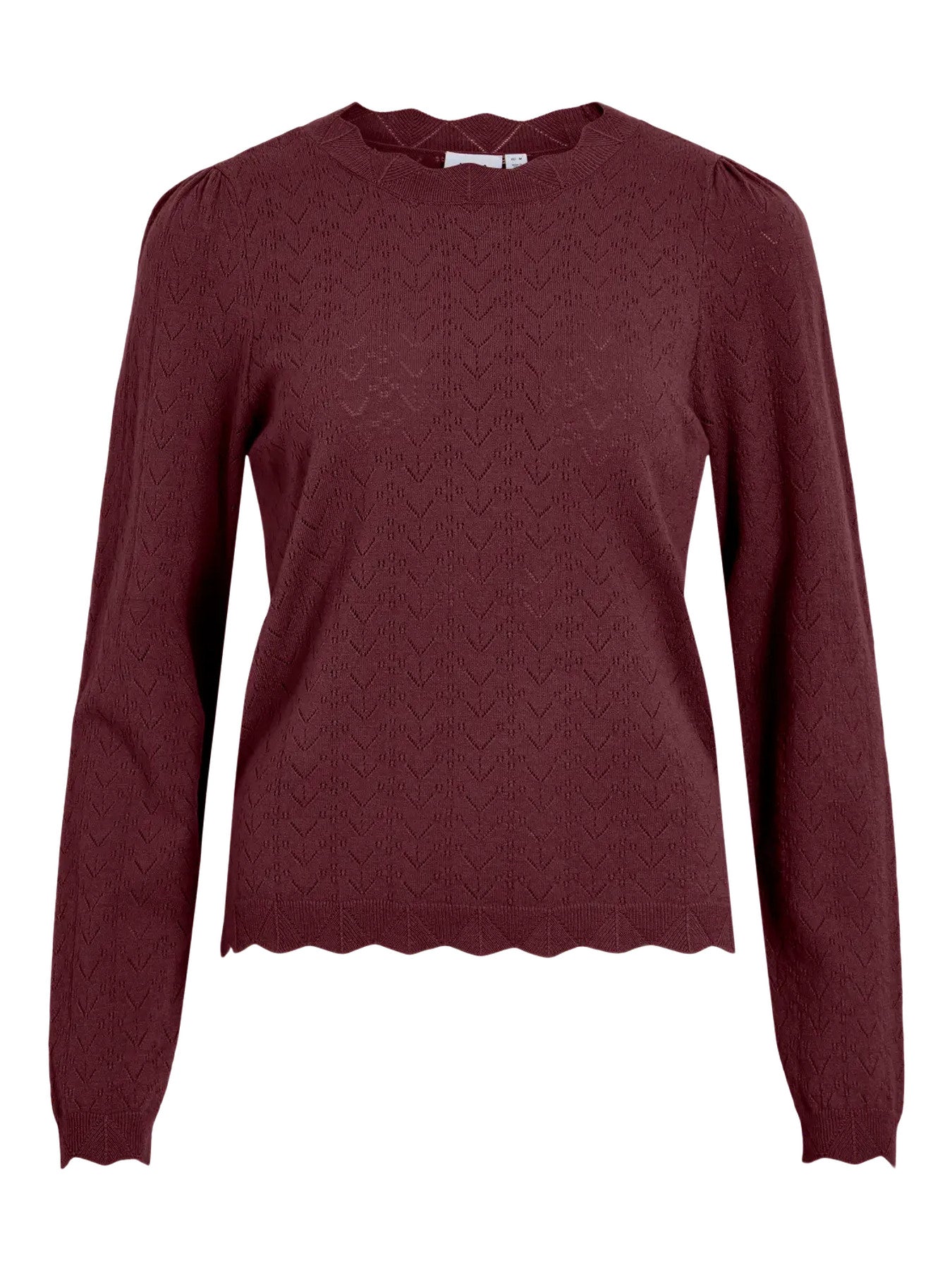 Vila Strickshirt Rundhals Langarm Strick Top Port Royale