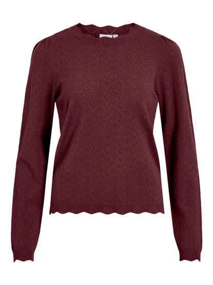 Vila Strickshirt Rundhals Langarm Strick Top Port Royale