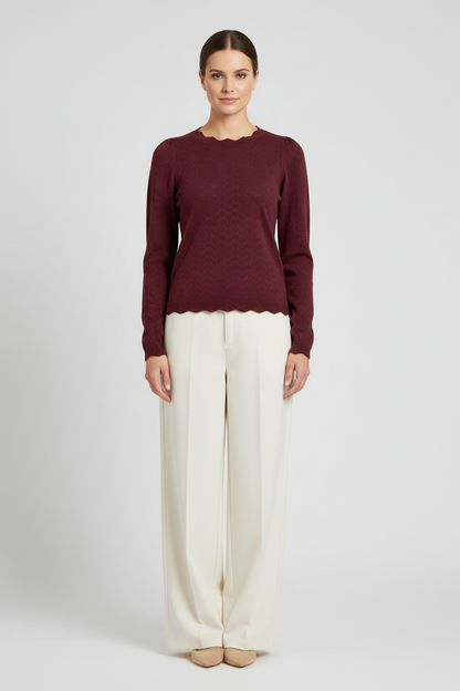 Vila Strickshirt Rundhals Langarm Strick Top Port Royale