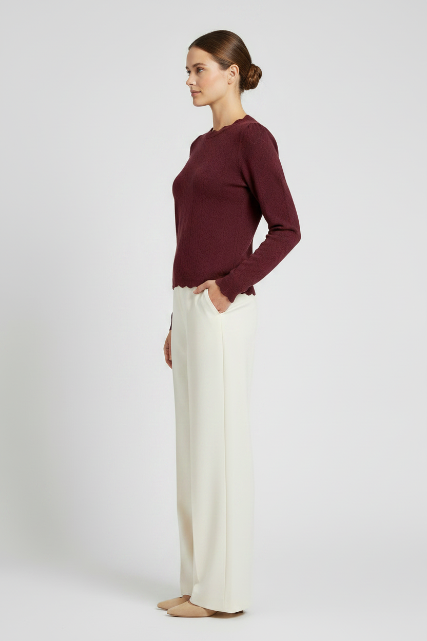 Vila Strickshirt Rundhals Langarm Strick Top Port Royale