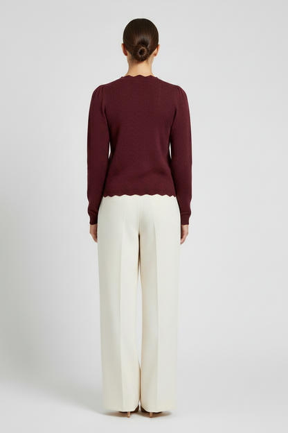 Vila Strickshirt Rundhals Langarm Strick Top Port Royale