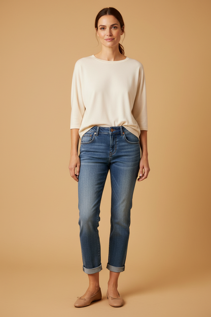 Herrlicher Shyra Tap Zip Organic Denim Jeans Navy – Schmal Jeans Damen