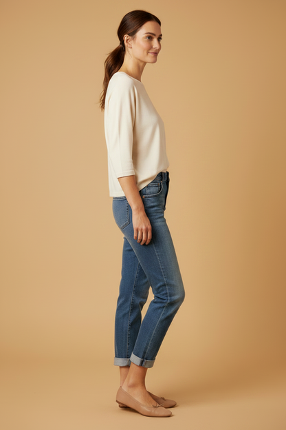 Herrlicher Shyra Tap Zip Organic Denim Jeans Navy – Schmal Jeans Damen