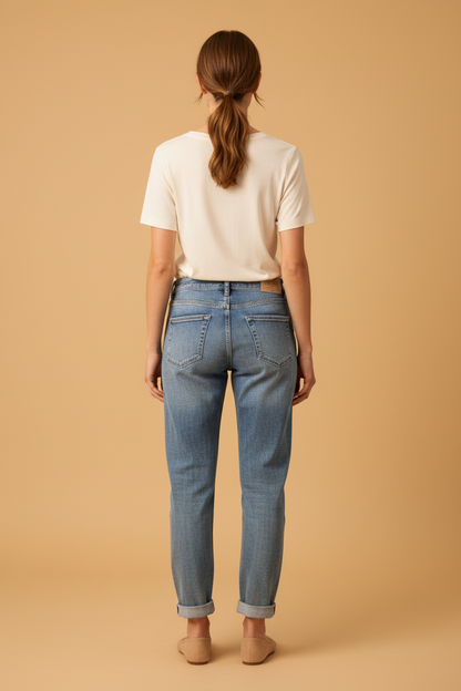 Herrlicher Shyra Tap Zip Organic Denim Jeans Navy – Schmal Jeans Damen