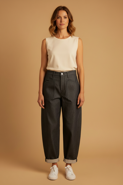 Herrlicher Meryll Denim Grey Light Stretch Jeans Roh – Damen Jeans Grau Stretch