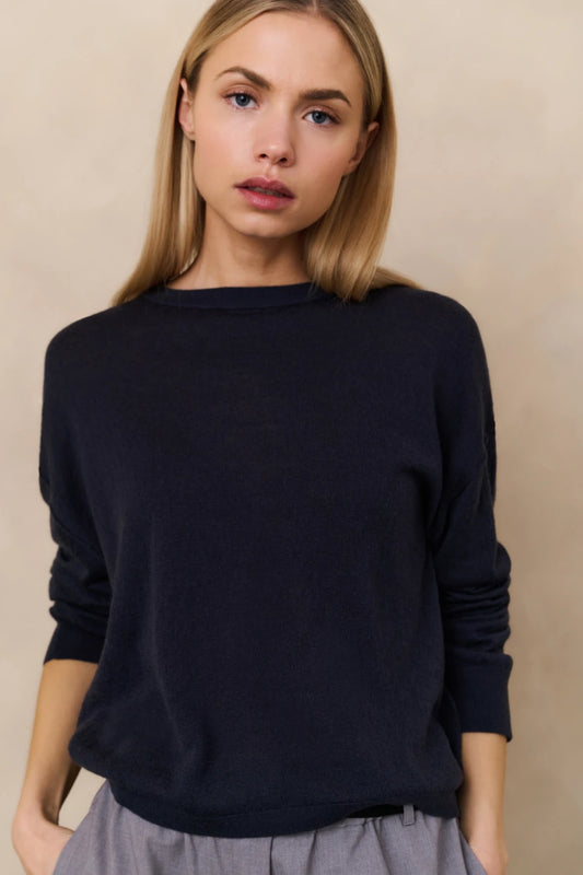 Yaya Strickpullover mit Rundhalsausschnitt Inkwell Blue