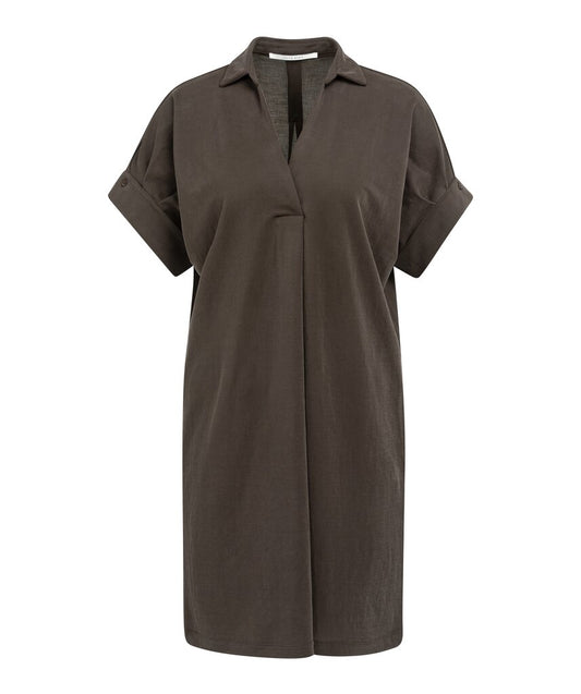 YAYA Jerseykleid mit plissierten kurzen Ärmeln AUBERGINE PURPLE