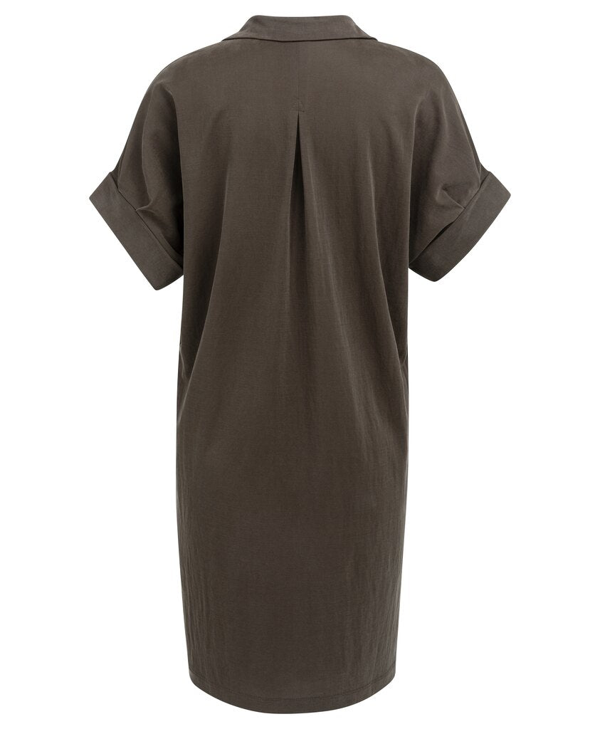YAYA Jerseykleid mit plissierten kurzen Ärmeln AUBERGINE PURPLE